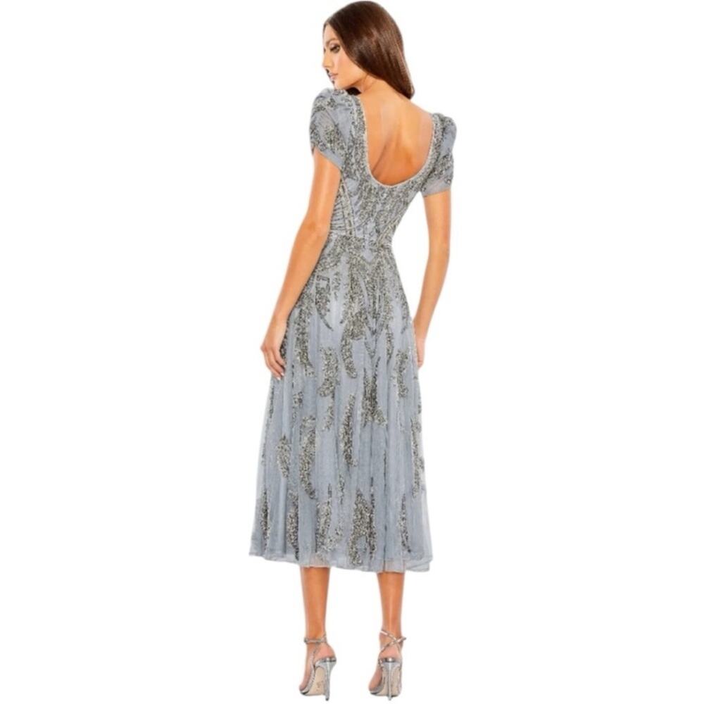 NEW Mac Duggal Plus Size Silver A5434 Beaded Dress, Size 16, MSRP $498 - Picture 3 of 13